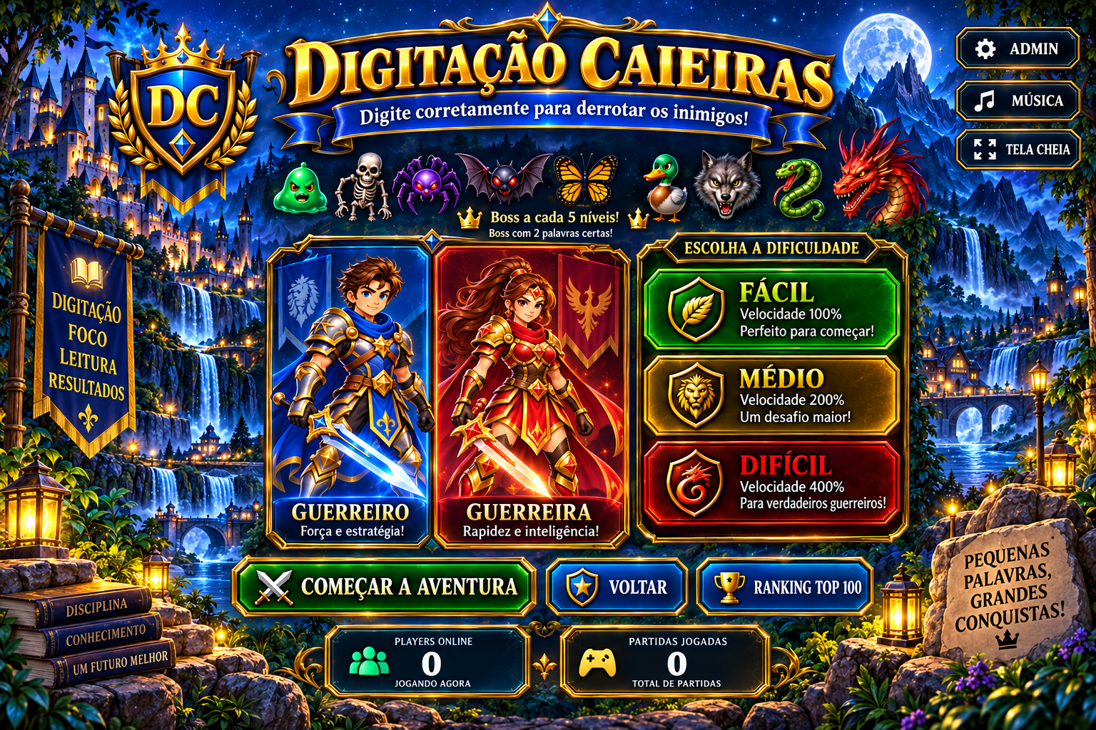 Menu principal Digitacao Caieiras